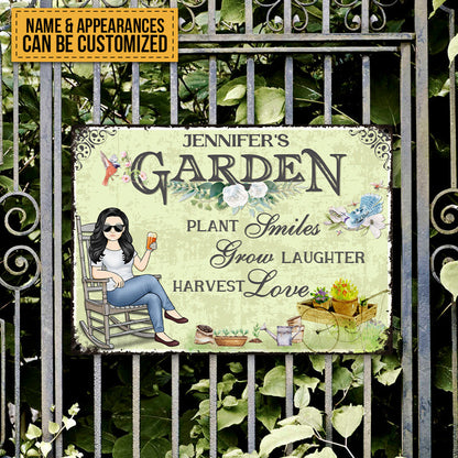 Plant Smiles Grow Laughter Harvest Love - Garden Sign - Personalized Custom Classic Metal Signs