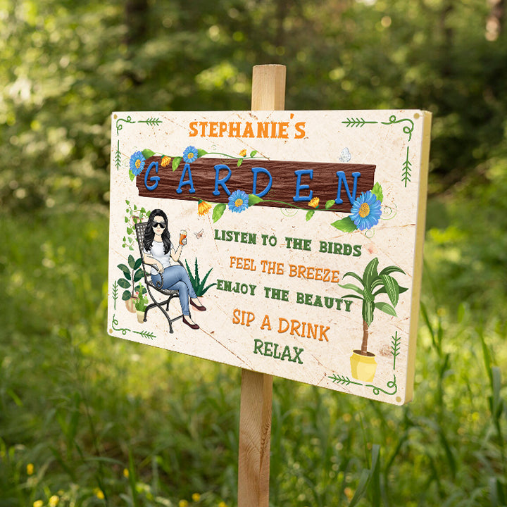 And Into The Garden I Go Gardening Girl - Personalized Custom Classic Metal Signs - Garden Signs - Gift For Garden Lovers