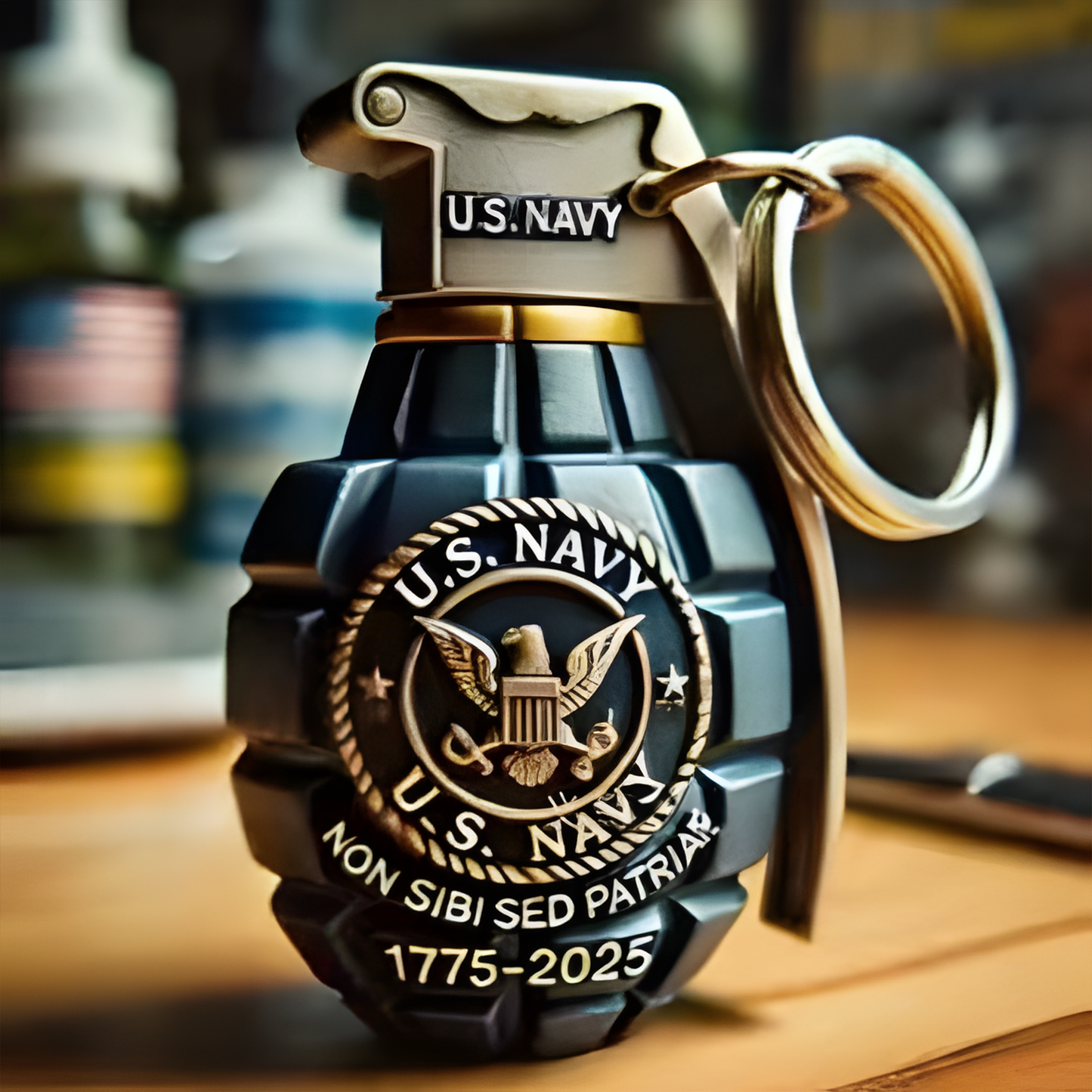 250th Anniversary U.S. Armed Forces Grenade Resin Craft - Commemorative Desktop and Car Decor