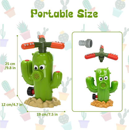 Spinning Cactus Sprinkler - Outdoor Auto Watering Toy for Garden and Backyard Fun