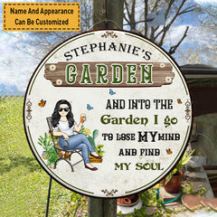 And Into The Garden I Go Gardening Girl - Garden Sign - Personalized Custom Classic Door Signs