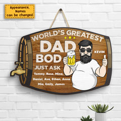 World's Greatest Grandpa Bod - Gift For Dad, Grandpa - Personalized Shaped Wood Sign