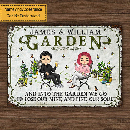 And Into The Garden We Go Gardening - Garden Sign For Couples - Personalized Custom Classic Metal Signs