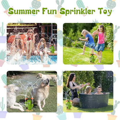 Spinning Cactus Sprinkler - Outdoor Auto Watering Toy for Garden and Backyard Fun