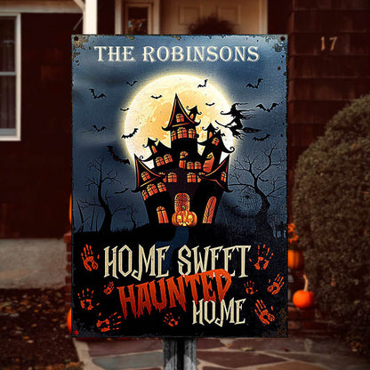 Happy Halloween Haunted Home Custom Classic Metal Signs, Personalized Halloween Decor, Yard Decor