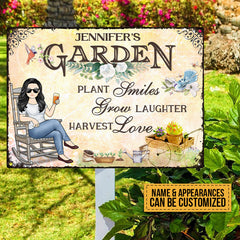 Plant Smiles Grow Laughter Harvest Love - Garden Sign - Personalized Custom Classic Metal Signs