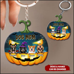 Halloween Dog Mom Puppy Pet Dog Lovers Pumpkin Patch Personalized Wooden Keychain LPL18AUG22VA1