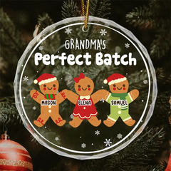 Grandma Grandpa Mom Dad Perfect Batch - Personalized Circle Glass Ornament