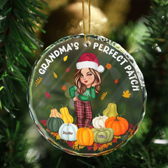 Grandma's Pumpkin Perfect Patch - Personalized Circle Glass Ornament