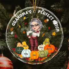 Grandma's Pumpkin Perfect Patch - Personalized Circle Glass Ornament