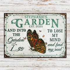 Personalized Garden Floral Art Find My Soul Custom Classic Metal Signs - Garden Signs - Gift For Garden Lovers