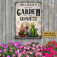 Gardening Floral Grown With Love Custom Classic Metal Signs - Garden Signs - Gift For Garden Lovers