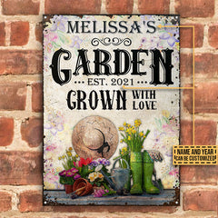 Gardening Floral Grown With Love Custom Classic Metal Signs - Garden Signs - Gift For Garden Lovers