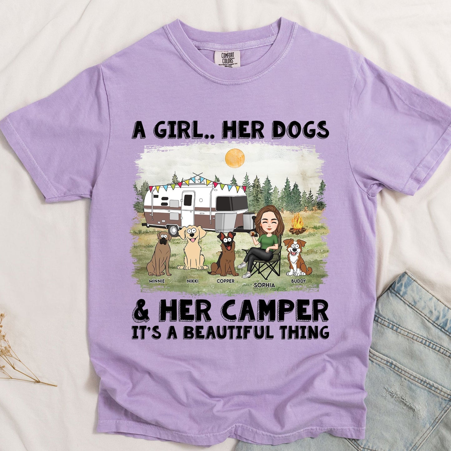 Girl, Dog & Camper - It's A Beautiful Thing - Personalized Comfort Tee