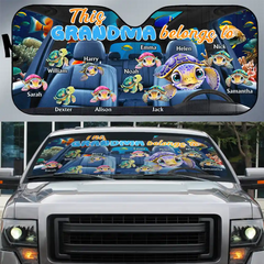 This Grandma Belongs To Turtle Summer - Personalized Auto Sunshade