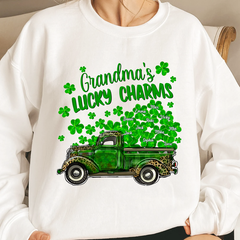 Grandma's lucky charms Personalized White Sweatshirt