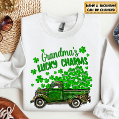 Grandma's lucky charms Personalized White Sweatshirt