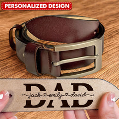 Personalized Engraved Dad Papa Grandpa Little Heart Kids Leather Belt