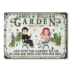 And Into The Garden We Go Gardening - Garden Sign For Couples - Personalized Custom Classic Metal Signs