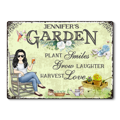 Plant Smiles Grow Laughter Harvest Love - Garden Sign - Personalized Custom Classic Metal Signs