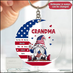 4th Of July Grandma's Sweetheart - Mother's Day, Birthday, Independence Day Gift For Grandma, Mom Personalized Gnome Keychain