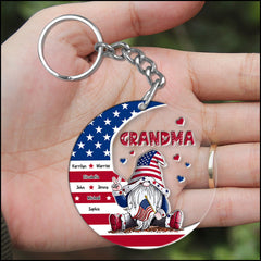 4th Of July Grandma's Sweetheart - Mother's Day, Birthday, Independence Day Gift For Grandma, Mom Personalized Gnome Keychain