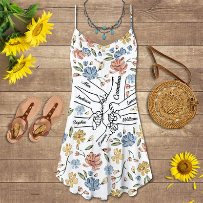Hand In Hand, I Will Always Protect You - Gift For Mom, Grandma Personalized Summer Dress