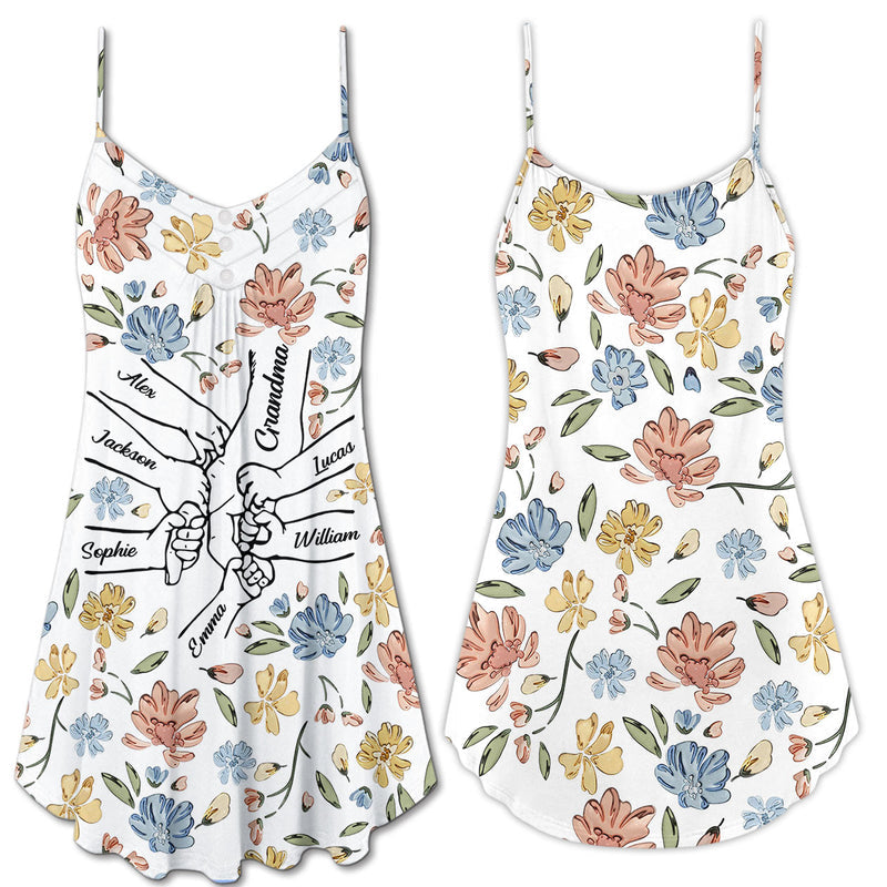 Hand In Hand, I Will Always Protect You - Gift For Mom, Grandma Personalized Summer Dress