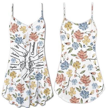 Hand In Hand, I Will Always Protect You - Gift For Mom, Grandma Personalized Summer Dress