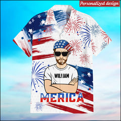 Super Cool Man Merica Independence Day Personalized 3D T-shirt