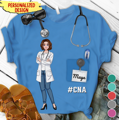 Nurse Scrub CNA RN Healthcare Worker Personalized 3D T-shirt