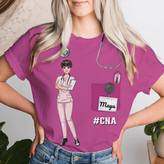 Nurse Scrub CNA RN Healthcare Worker Personalized 3D T-shirt