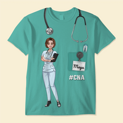 Nurse Scrub CNA RN Healthcare Worker Personalized 3D T-shirt