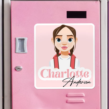 Magnetic or Adhesive Name Tag for School Locker - Personalized Magnet
