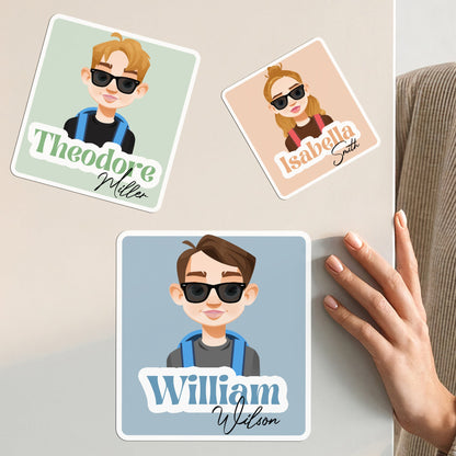 Magnetic or Adhesive Name Tag for School Locker - Personalized Magnet