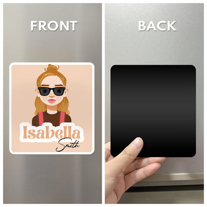 Magnetic or Adhesive Name Tag for School Locker - Personalized Magnet