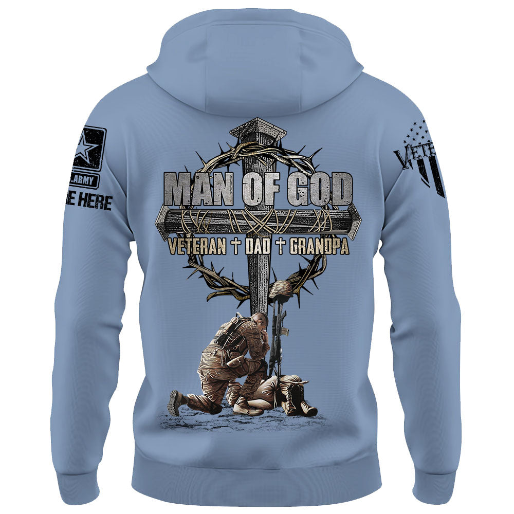 Man Of God Veteran Dad Papa Personalized Shirt For Father's Day Veteran Grandpa