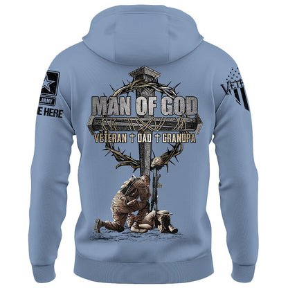 Man Of God Veteran Dad Papa Personalized Shirt For Father's Day Veteran Grandpa