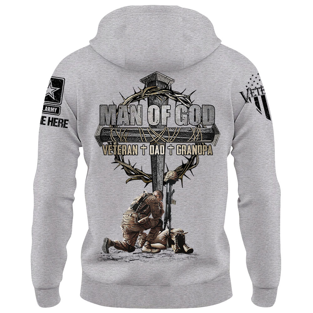 Man Of God Veteran Dad Papa Personalized Shirt For Father's Day Veteran Grandpa