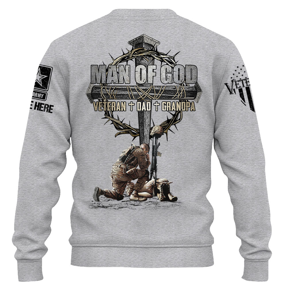 Man Of God Veteran Dad Papa Personalized Shirt For Father's Day Veteran Grandpa