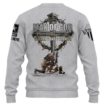 Man Of God Veteran Dad Papa Personalized Shirt For Father's Day Veteran Grandpa