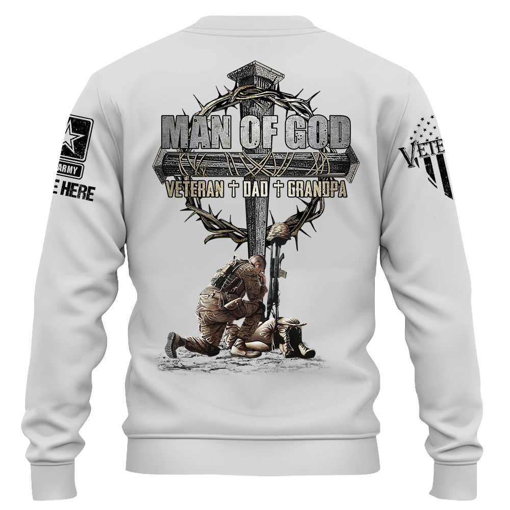 Man Of God Veteran Dad Papa Personalized Shirt For Father's Day Veteran Grandpa