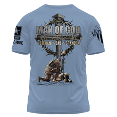 Man Of God Veteran Dad Papa Personalized Shirt For Father's Day Veteran Grandpa