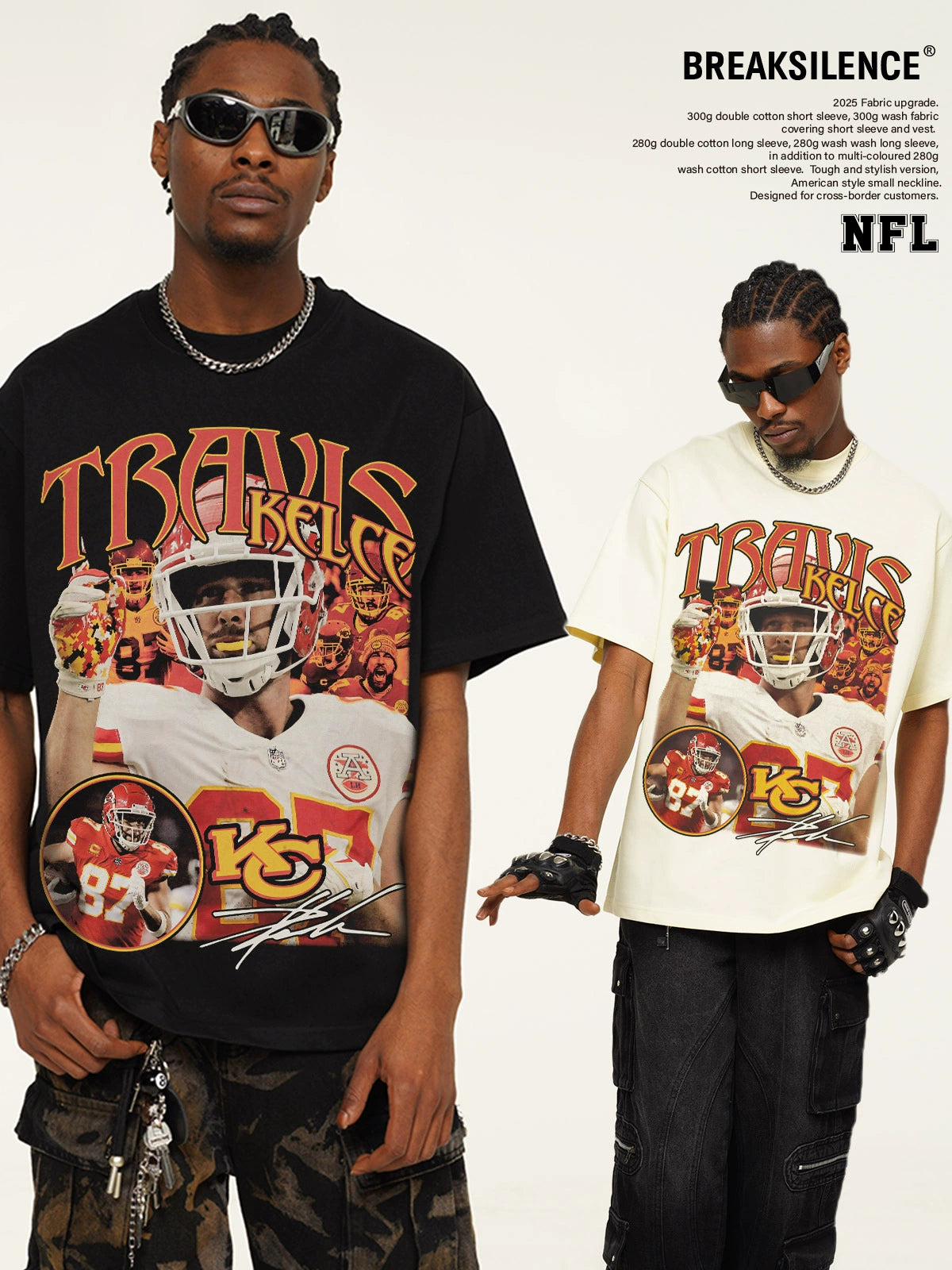 NFL Championship Graphic Short-Sleeve T-Shirt – Heavyweight Cotton, American Streetwear Retro Style, Unisex Trendy Tee