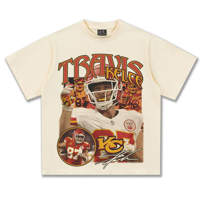 NFL Championship Graphic Short-Sleeve T-Shirt – Heavyweight Cotton, American Streetwear Retro Style, Unisex Trendy Tee