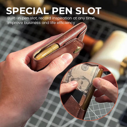 Vintage Small Leather Wallet - Minimalist Design, Multi-Functional Compact Card Holder with Zip Closure, Unisex