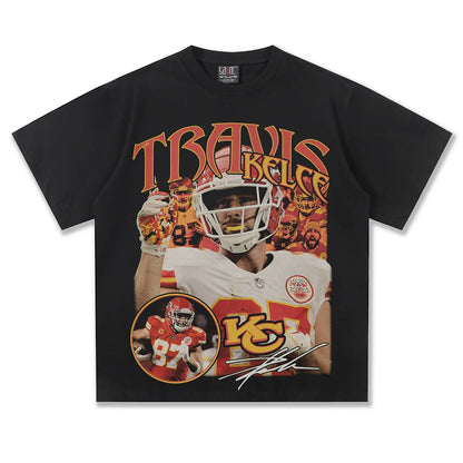 NFL Championship Graphic Short-Sleeve T-Shirt – Heavyweight Cotton, American Streetwear Retro Style, Unisex Trendy Tee