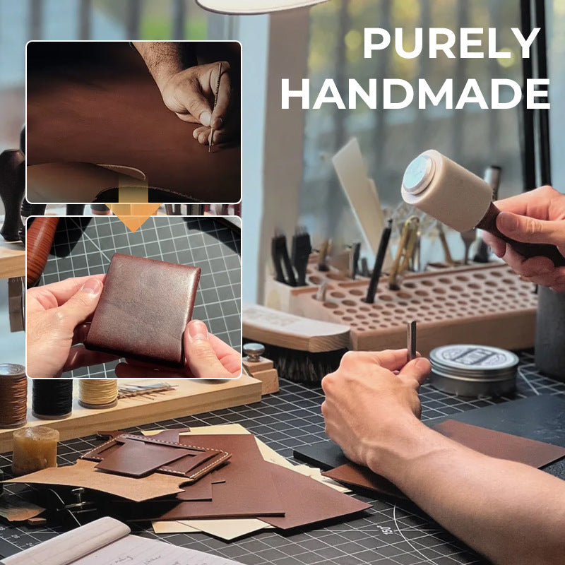 Vintage Small Leather Wallet - Minimalist Design, Multi-Functional Compact Card Holder with Zip Closure, Unisex