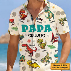 Personalized Gift For Grandpa Papasaurus Dinosaur Hawaiian Shirt