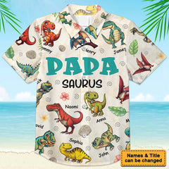 Personalized Gift For Grandpa Papasaurus Dinosaur Hawaiian Shirt